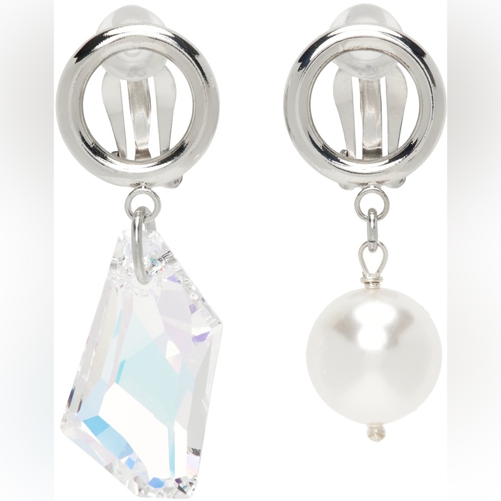 JUSTINE CLENQUET Silver & Multicolor Laura Clip-On Earrings